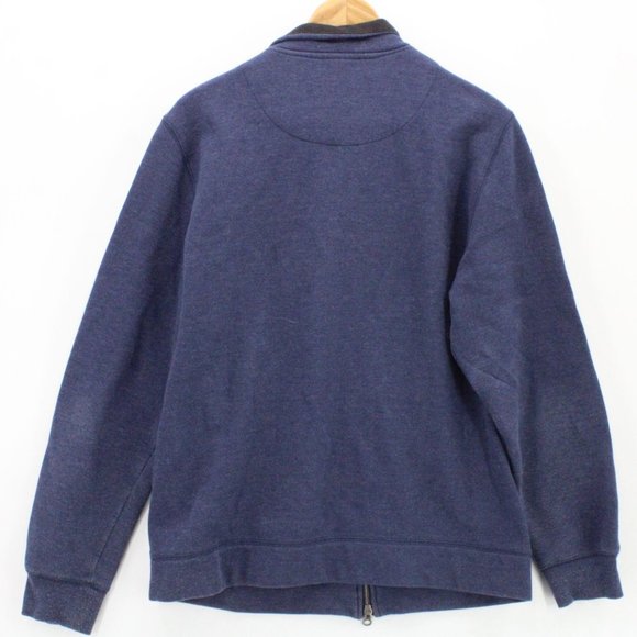 Structure Sweater Mens Navy Blue Zip Up Knit Long Sleeve Cotton Blend Sz Large L - Picture 7 of 9